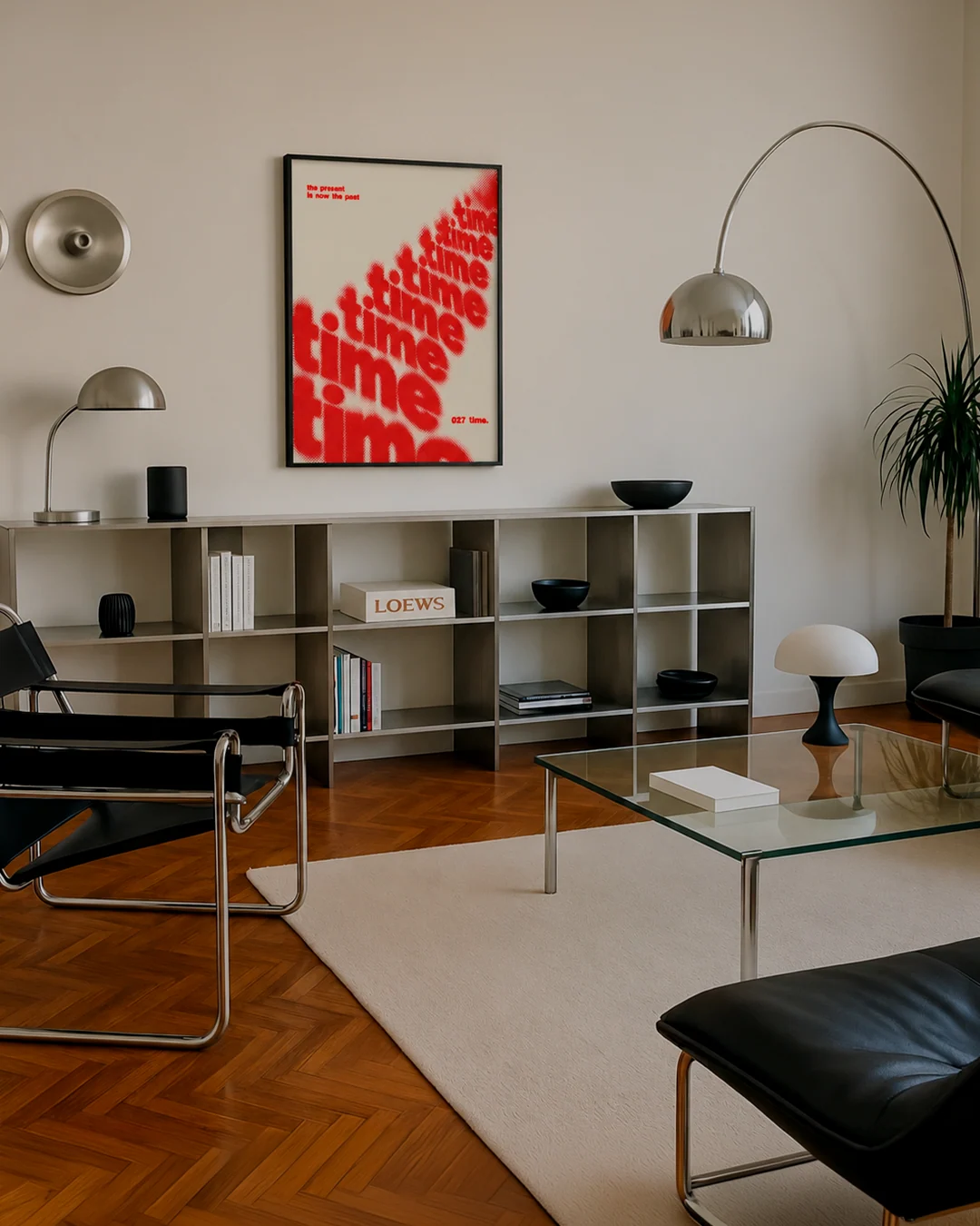 Cuadro Time en un living de estética contemporánea